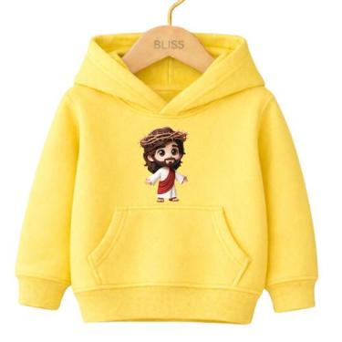 Imagem de Moletom Canguru Infantil Estampa Jesus Braços Abertos 1019 Outono Inve