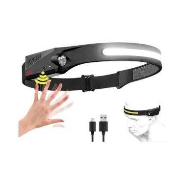 Imagem de Lanterna De Cabeça LED Recarregável Com Sensor, Bateria USB, Ideal Par