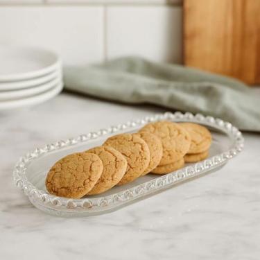 Imagem de Travessa de Vidro Cristal Bandeja Petiscos Biscoitos Bolachas Oval Cor