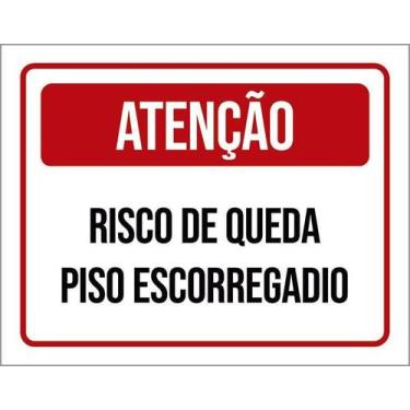 Imagem de Placa Acm Atenção Risco Quedra Piso Escorregadio 18X23 - Sinalizo