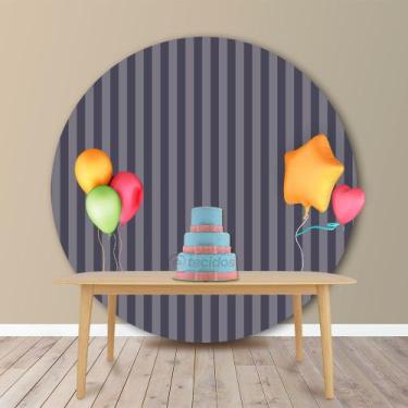 Imagem de Painel Redondo em Jacquard Cinza Chumbo Listrado - Jacquard Tradiciona
