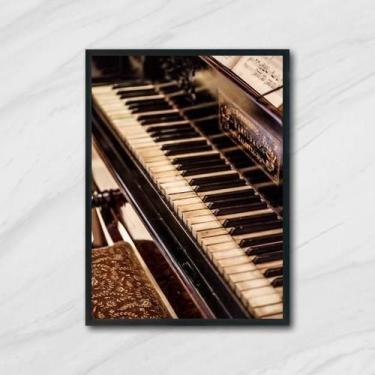 Imagem de Quadro Fotografia Piano 45X34Cm - Com Vidro Moldura Preta - Quadros On