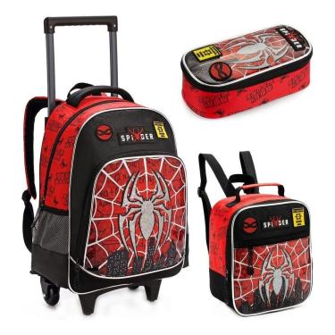 Imagem de Kit Mochila Infantil Rodinhas Multiverso Spider Dark Aranha