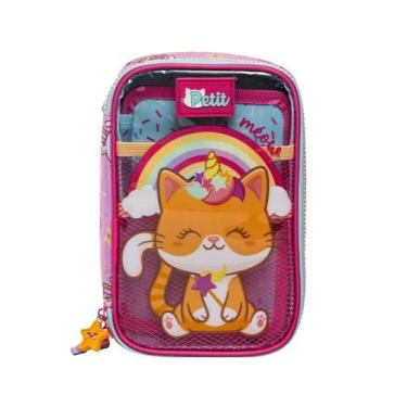 Imagem de Estojo Escolar Penal Box Menina Luxo Gatinho Confetti 16057 - Xeryus