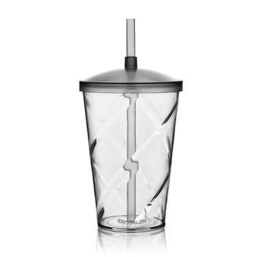 Imagem de Kit 4 Copos Com Tampa E Canudo 700 Ml Krystalon Em Acrílico