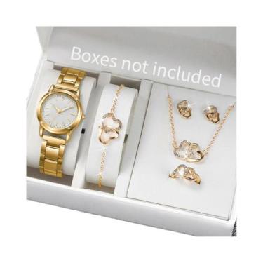 Imagem de Conjunto De 6 Relógios De Pulso Femininos Com Pulseira Dourada E Quart