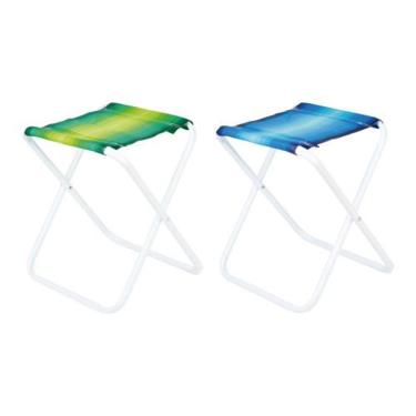 Imagem de Banqueta Aço Doméstico Prática Dobrável Leve Fácil de Carregar Perfeita para Camping e Pescaria Branco Mor