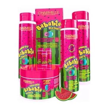 Imagem de Kit Capilar 4 Unidades Babablu Melancia Charmelle Cabelo Hidratação