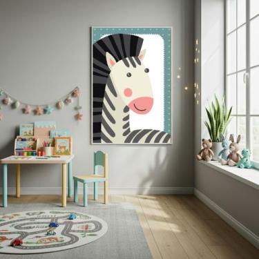 Imagem de Quadro Decorativo Zebra Infantil 70x50cm Mold Branca - Quadros On-line