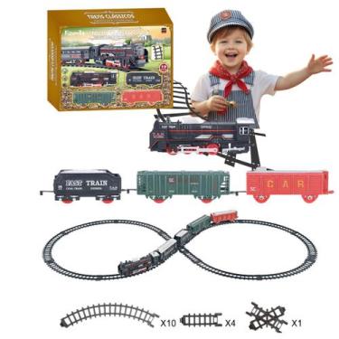 Imagem de Trenzinho Elétrico Locomotiva Infantil Maria Fumaça Com Luz Som Trilho