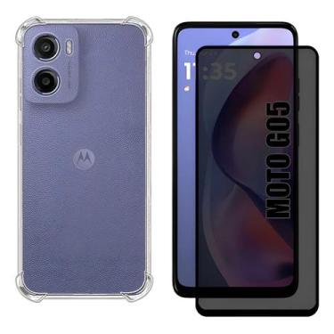 Imagem de Película Privacidade Fosca 9D + Capinha Anti Choque TPU para Moto G05 