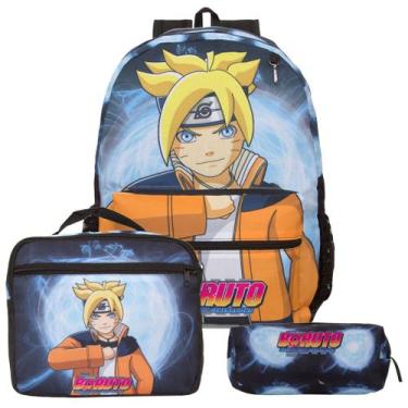Imagem de Kit Mochila Escolar Infantil de Costas Passeio Boruto Anime - TOYS 2U