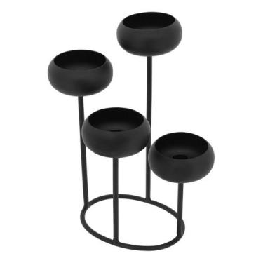 Imagem de CASTIÇAL 4 VELAS METAL 33x26x26cm PRETO PORTA VELAS DECORATIVO - NH, N