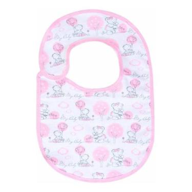 Imagem de Babador Felpudo E Plastificado Bebe - anjo da mamãe, Urso Rosa