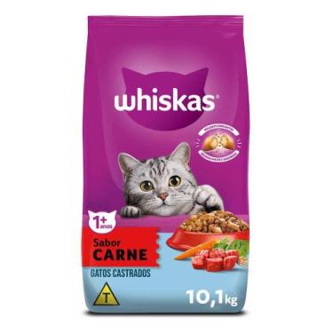 Imagem de Ração Whiskas para gatos adultos castrados sabor carne de 10 - Congrat
