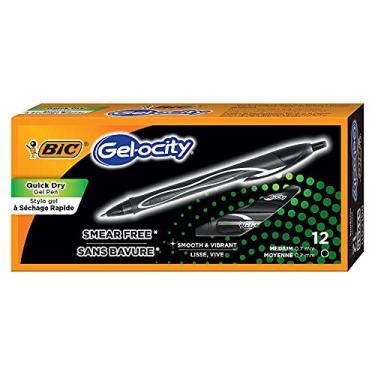 Imagem de BIC Canetas de gel Gel-Ocity de secagem rápida, ponta média retrátil (0,7 mm), caneta de gel de tinta preta, 12 unidades - pacote com 18