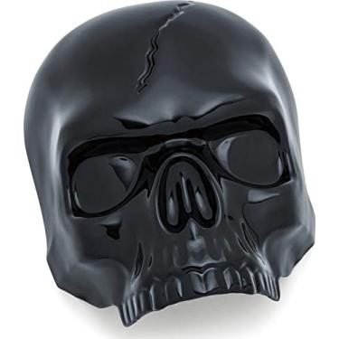 Imagem de Kuryakyn 5731 Acessório de realce de motocicleta: Capa de chifre de caveira para motocicletas Harley-Davidson 2017-19 com capa de buzina estilo cachoeira, preto brilhante