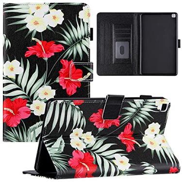 Imagem de KYJX Capa para tablet Samsung Galaxy Tab A 8,0 polegadas (SM-T290/SM-T295) versão 2019, capa para tablet de couro PU com suporte fino de seda para Galaxy Tab A 8,0 polegadas 2019 (flores pretas)