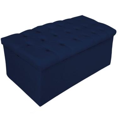 Imagem de Calçadeira Baú Estofada 90cm Solteiro Suede Azul Adj Decor