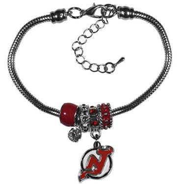 Imagem de Pulseira NHL Siskiyou Sports feminina New Jersey Devils Euro com contas, tamanho único
