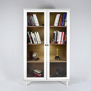 Imagem de Armário Multiuso 2 portas de vidro Ditália C/kit Luz E-957 Cor:branco