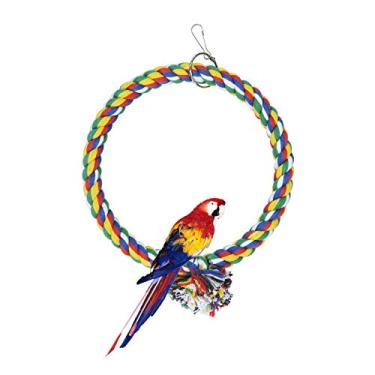 Imagem de WishLotus Brinquedos de balanço de pássaros, gaiola de algodão, resistente a mordidas, brinquedo papagaio disjuntor de tédio para Budgie, calopatas, conures, tentilhões, periquitos pequenos (18 cm)