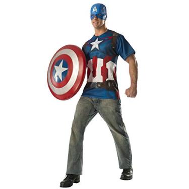 Imagem de Rubie's Camiseta masculina Marvel Avengers 2 Age Of Ultron adulto Capitão América e máscara, multi, GG, Multi, X-Large