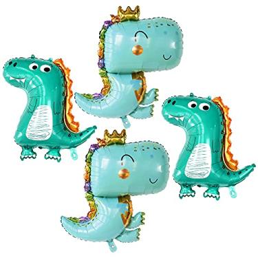 Imagem de Balões de Dinossauro Big Baby – 89 cm, Pacote com 4 | Balões de Dinossauros Verdes para Artigos de Festa de Aniversário de Dinossauro | Balões de Festa de Dinossauro para Decoração de Chá de Bebê com Tema da Selva