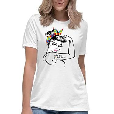 Imagem de Camiseta Mãe de autista camisa mãe autismo inclusão Cor:Preto com Branco;Tamanho:P