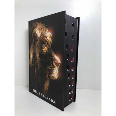 Imagem de Bíblia Sagrada Letra Hipergigante Harpa Leão Luz Gospel