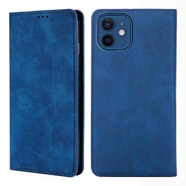 Imagem de BANLEI2U Capa de telefone tipo carteira para Apple iPhone X, capa fina de couro PU premium para iPhone X, antichoque, azul