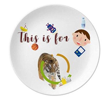 Imagem de Anel de tigre felino feroz prato de porcelana jantar redondo menino homem