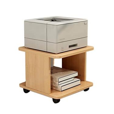 Imagem de Suporte de impressora industrial suporte de impressora carrinho prateleira de chão suporte de copiadora de mesa móvel armazenamento sob a mesa carrinho de armazenamento em rodas para impressora de mesa de casa e escritório (cor: latão, tamanho: 40x40x28