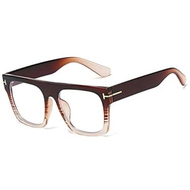 Imagem de Óculos grandes para computador óculos anti-luz azul para homens e mulheres com moldura transparente marrom