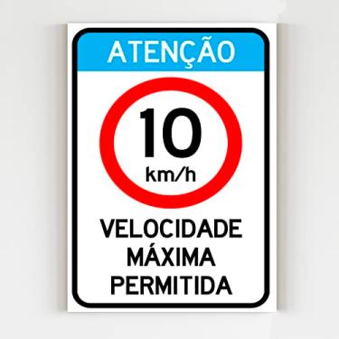 Imagem de Placa de aviso atenção 10km/h velocidade maxima permitida