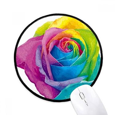 Imagem de Mouse pad arco-íris gay flor lésbica lGBT mesa escritório tapete redondo para computador
