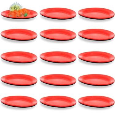 Imagem de Kit 15 Travessas Oval 25 Cm Em Melamina Para Sushi Vermelho  Fuxing