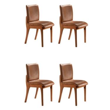 Imagem de Conjunto com 4 Cadeiras de Jantar Bella Gold Imbuia e Caramelo