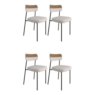 Imagem de Conjunto com 4 Cadeiras Mona Linho Bege e Preto