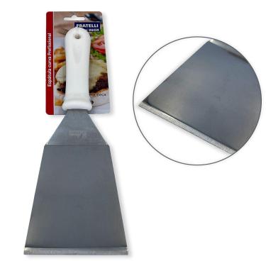 Imagem de Espátula Curva Aço Inox Profissional Lanches Chapas Pizzas