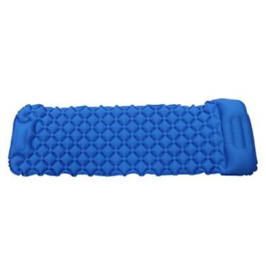 Imagem de Colchão de Ar Inflável para Acampamento, Almofada de Dormir, à Prova d'água, Compacto, Tamanho único, Amigável à Pele, Bomba Embutida para Mochila (Azul escuro)