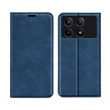Imagem de Capa para Xiaomi Poco X6 Pro, capa carteira de couro design clássico com slot para cartão e fecho magnético capa dobrável para celular Xiaomi Redmi K70E 5G (azul, para Poco X6 Pro)