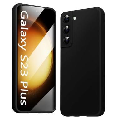 Imagem de JTWIE [Capa 3 em 1 para Samsung Galaxy S23 Plus, [Silicone líquido] [Proteção aprimorada da câmera] [com 2 peças protetoras de tela] Capa protetora de corpo inteiro para celular S23+ (preto)