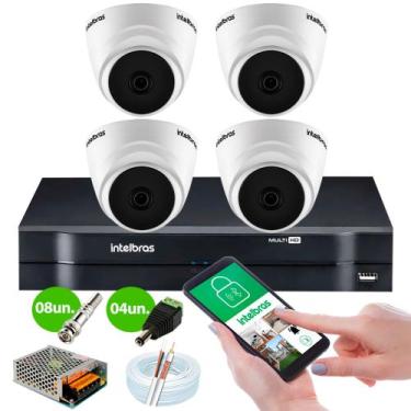 Imagem de Kit Intelbras 4 Câmeras Hd + Dvr Intelbras 1104 + Acessórios + App De