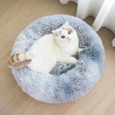 Imagem de QIYANER Cama pet, Redonda De pelúcia quente de inverno canil pequeno veludo, 24 polegada canil para animais de estimação de quatro estações, canil para gatinhos, canil para gatos,Grey,XL