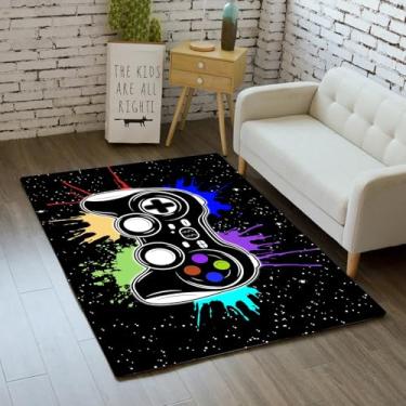 Imagem de Tapetes gamer para quarto, meninos, pintura de desenho animado, gamepad, tapete doméstico para adolescentes, decoração de sala de jogos, tapete para sala de jantar, sala de estar, sala de jogos, 1,2 m