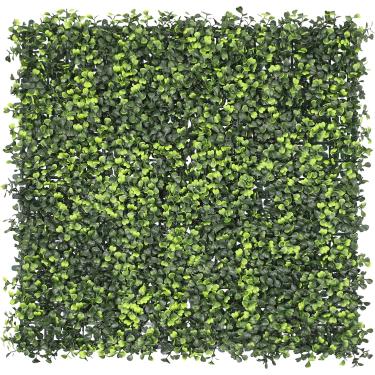 Imagem de E&K Painel de cerca de planta artificial de 50,8 cm x 50,8 cm, folhas artificiais de relva e parede, painel de privacidade decorativo para interior e exterior (buxo, 6 peças)