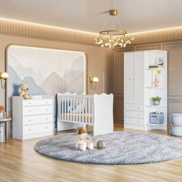 Imagem de Quarto Infantil Completo Ana 2 Portas 7 Gavetas Branco - Pnr Móveis