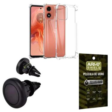 Imagem de Kit Capinha AntiShock Moto G84 + Suporte Magnetico + Pelicula de Vidro