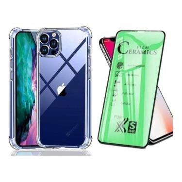 Imagem de Kit Capa Capinha Transparente + Película Cerâmica para Iphone 15 Pro -